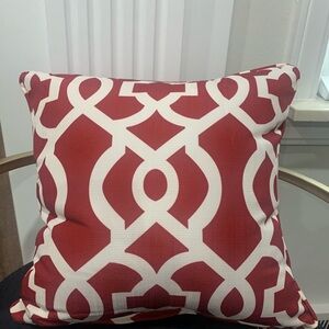 Geometric Red and White Throw Pillow